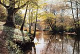 Peder Mork Monsted A River Landscape in Springtime painting